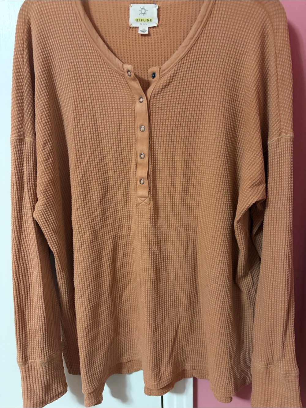 Offline Women's Waffle Henley Long-Sleeve Top - Tan
